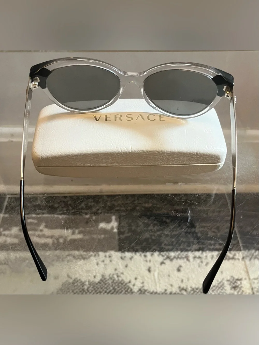 Versace VE4338 Cat-Eye Sunglasses Grey Frame Iconic Medusa Logo + Hard Case